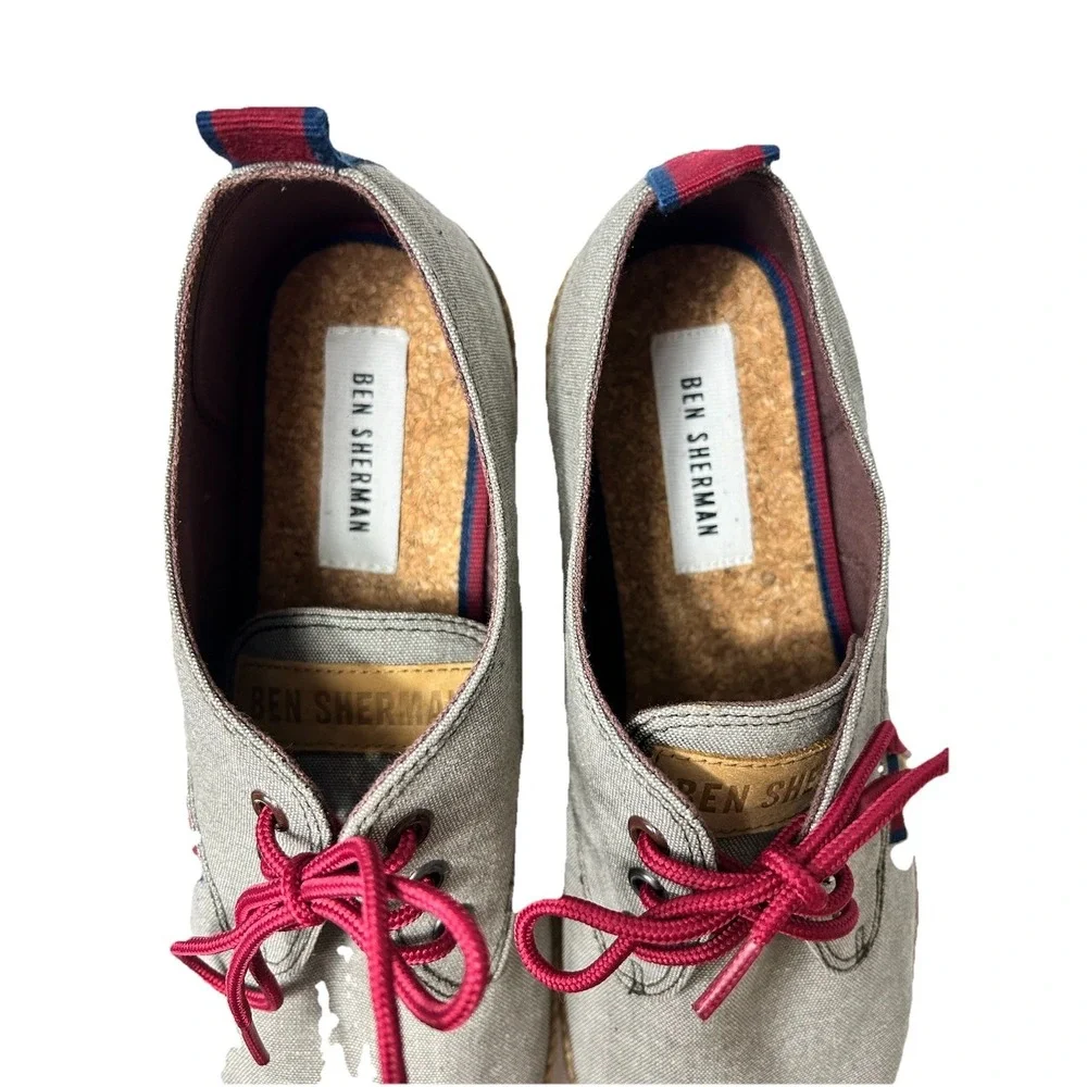 Ben Sherman Men's 8.5 Espadrille Canvas Derby Shoes Gray Coastal‎ Preppy NWT